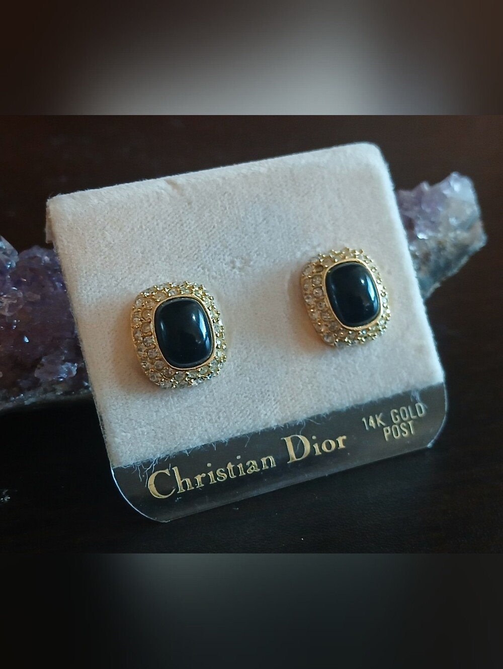 NWT/ vintage CHRISTIAN DIOR gold plated 14k gold post earrings